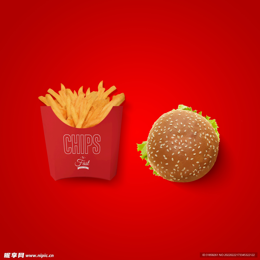 餐饮汉堡薯条场景样机设计