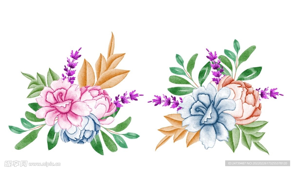 典雅高贵水彩风格花卉花朵