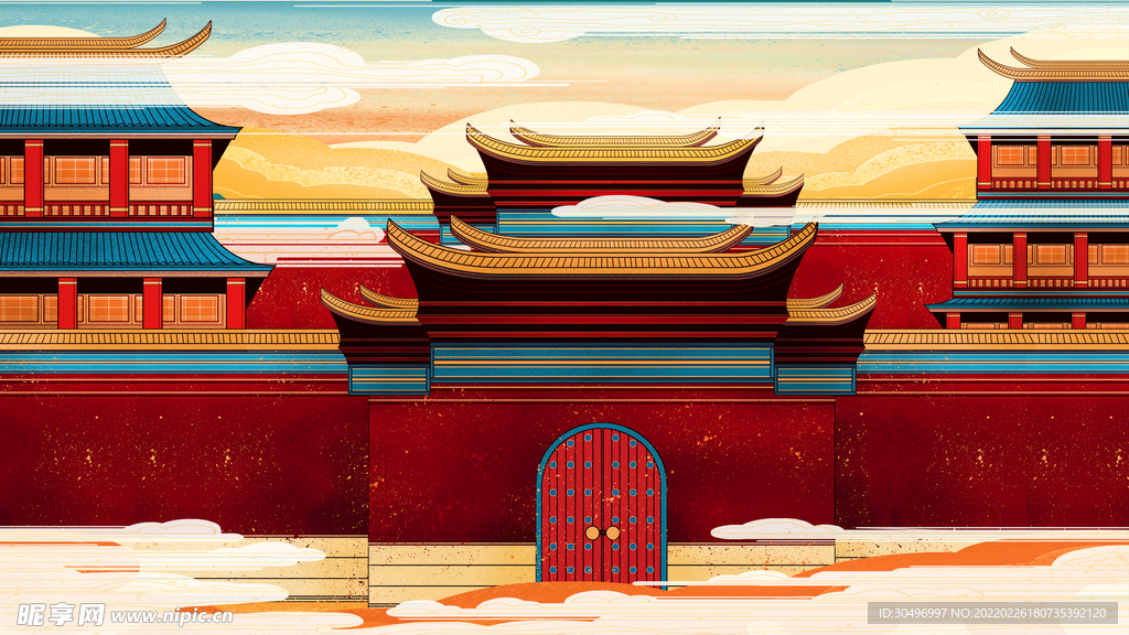 中国风国潮城市地标建筑海报