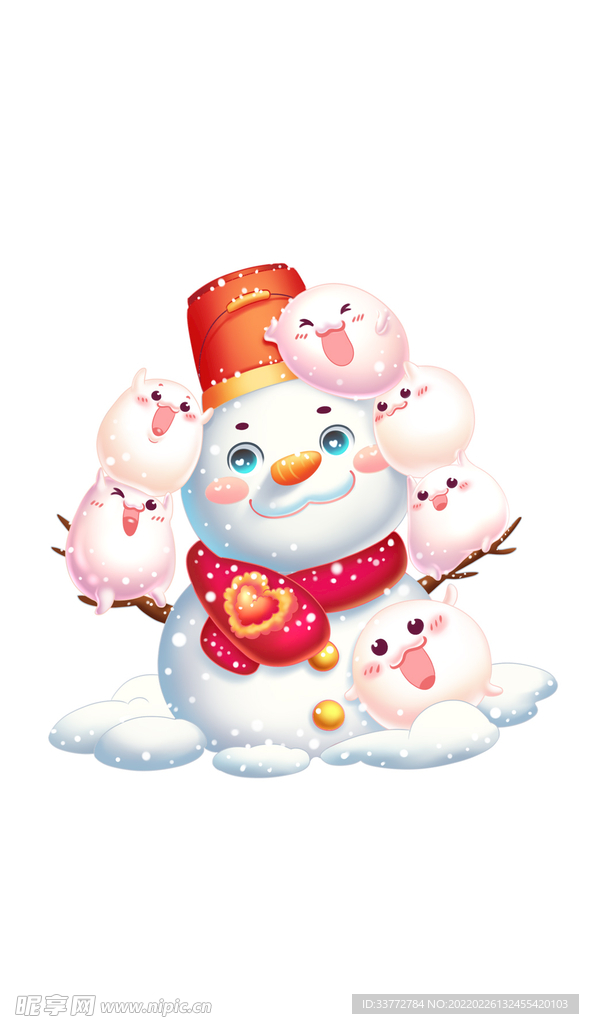冬至立冬可爱雪人汤圆卡通手绘