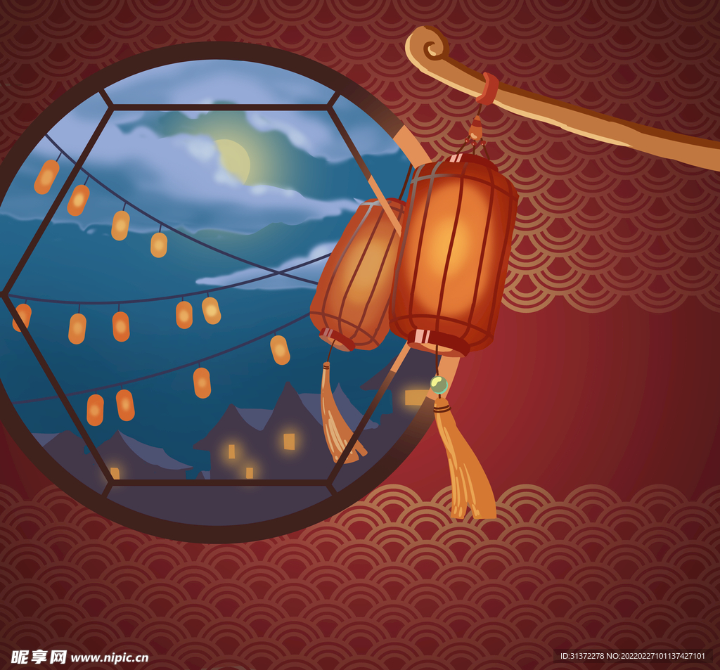   元宵节海报插画