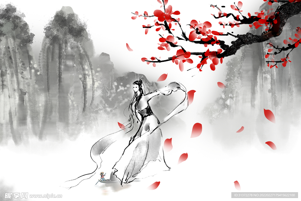 手绘古风插画背景图片