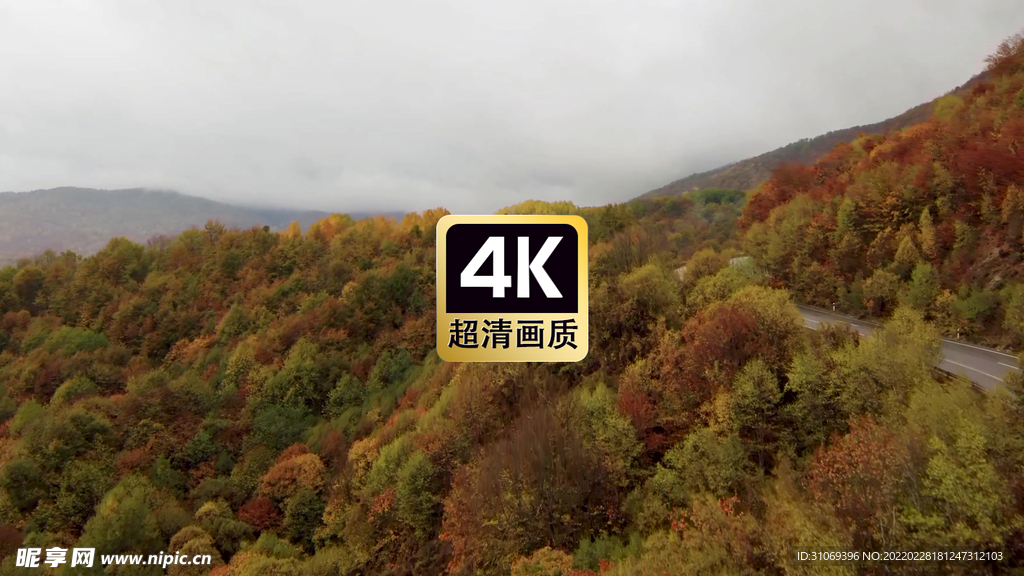 航拍山林道路美景