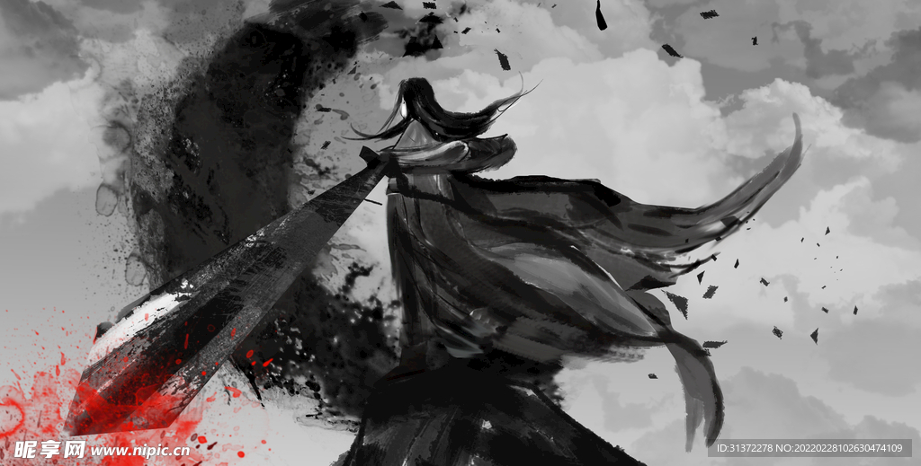 手绘古风插画背景图片