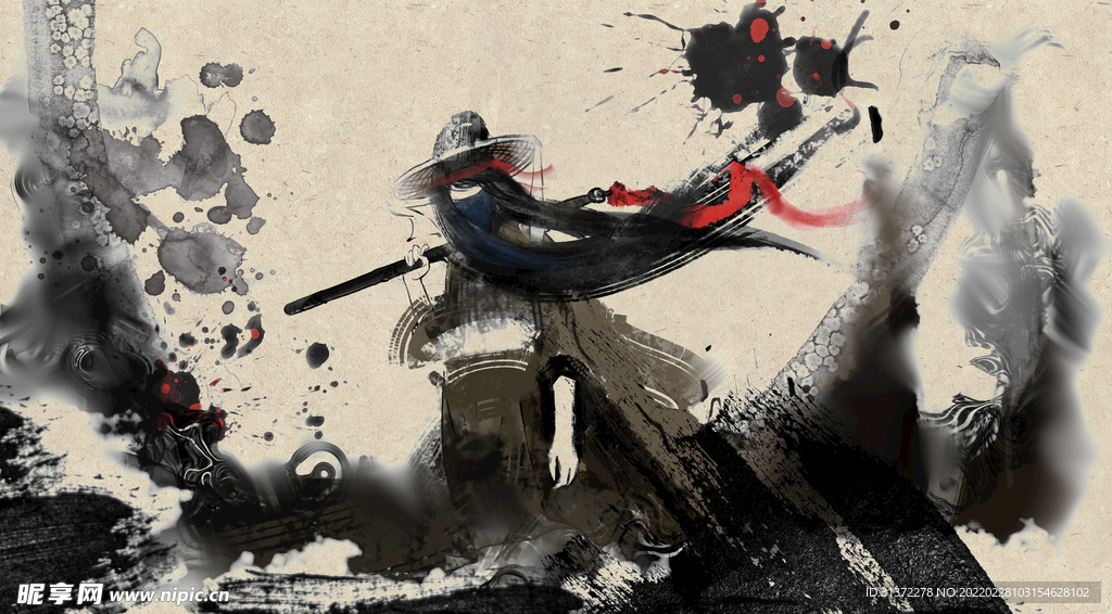 手绘古风插画背景图片