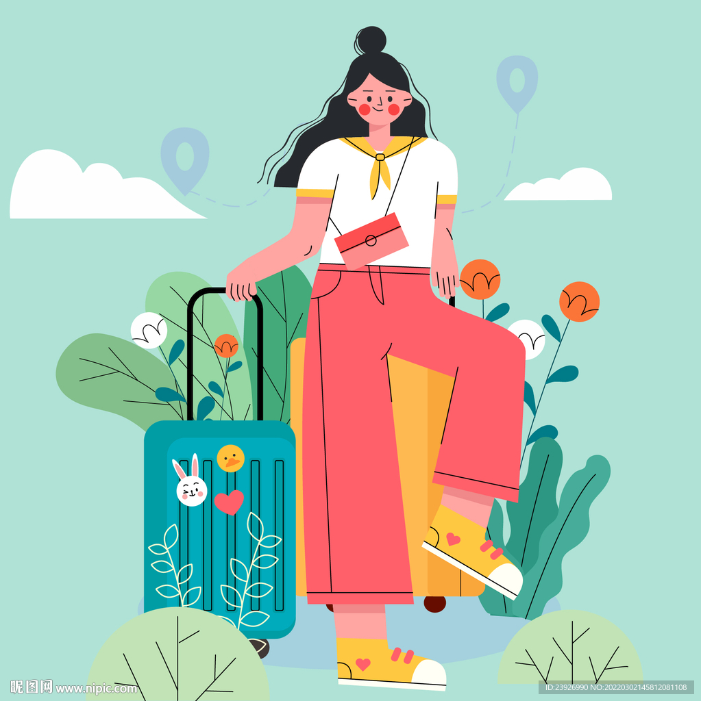 旅行女孩插画