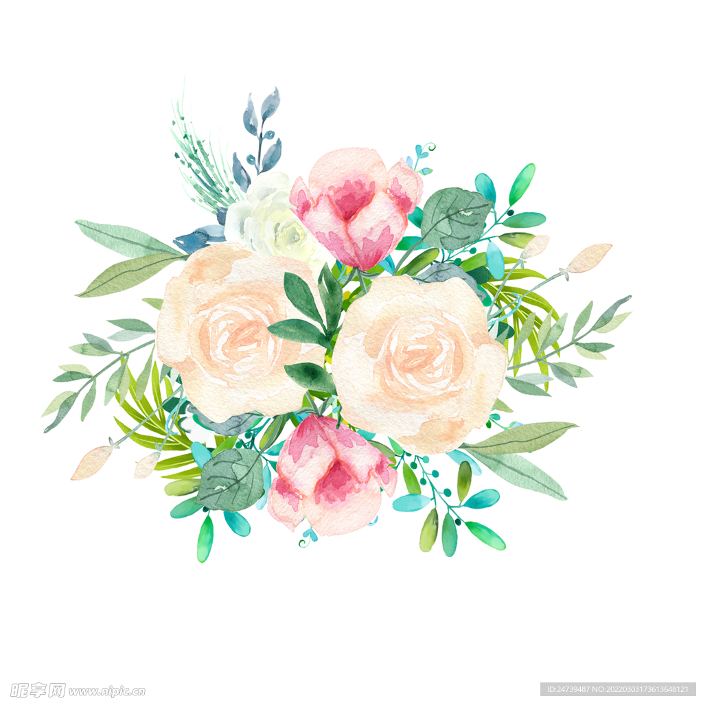 手绘玫瑰花束