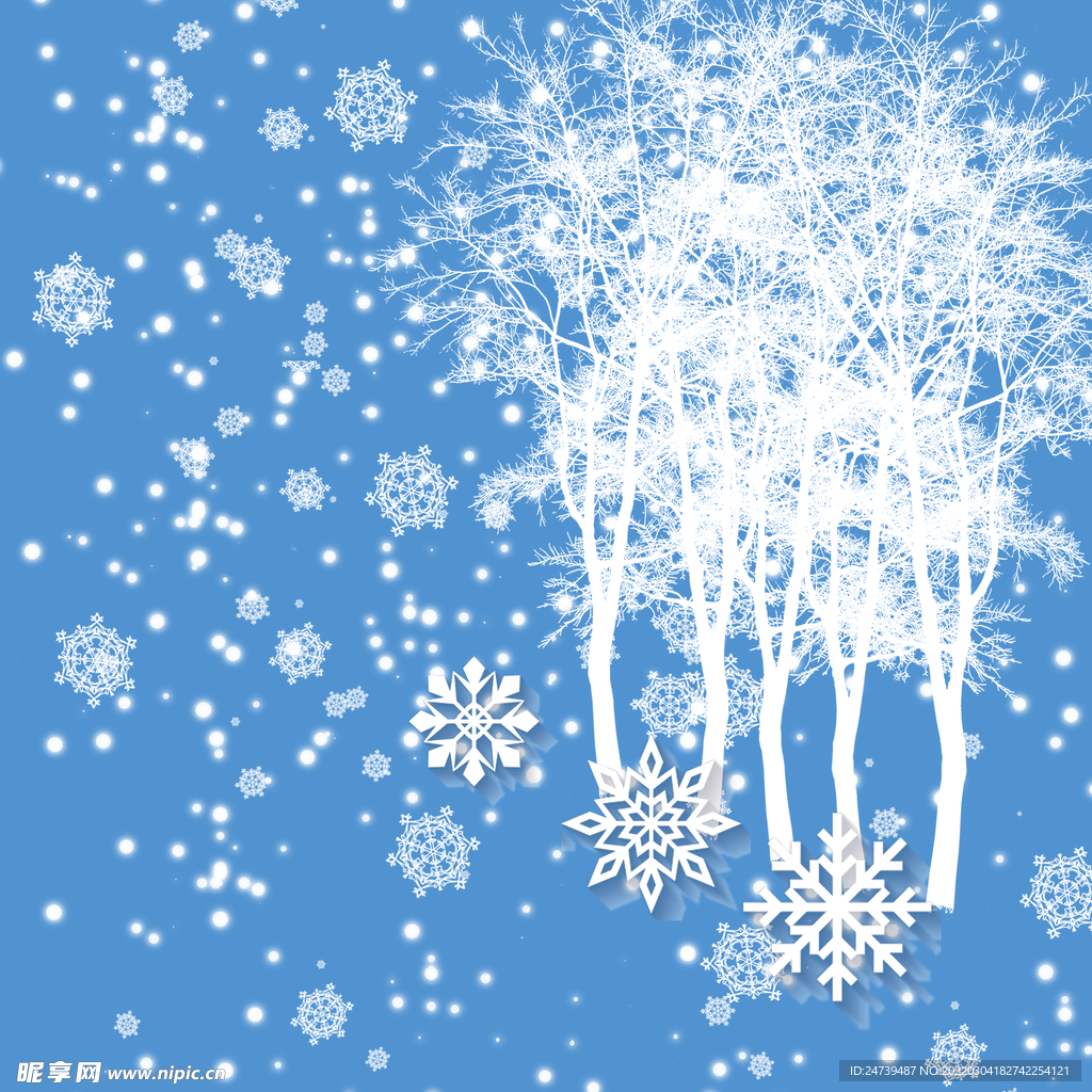 冬天素材雪花树
