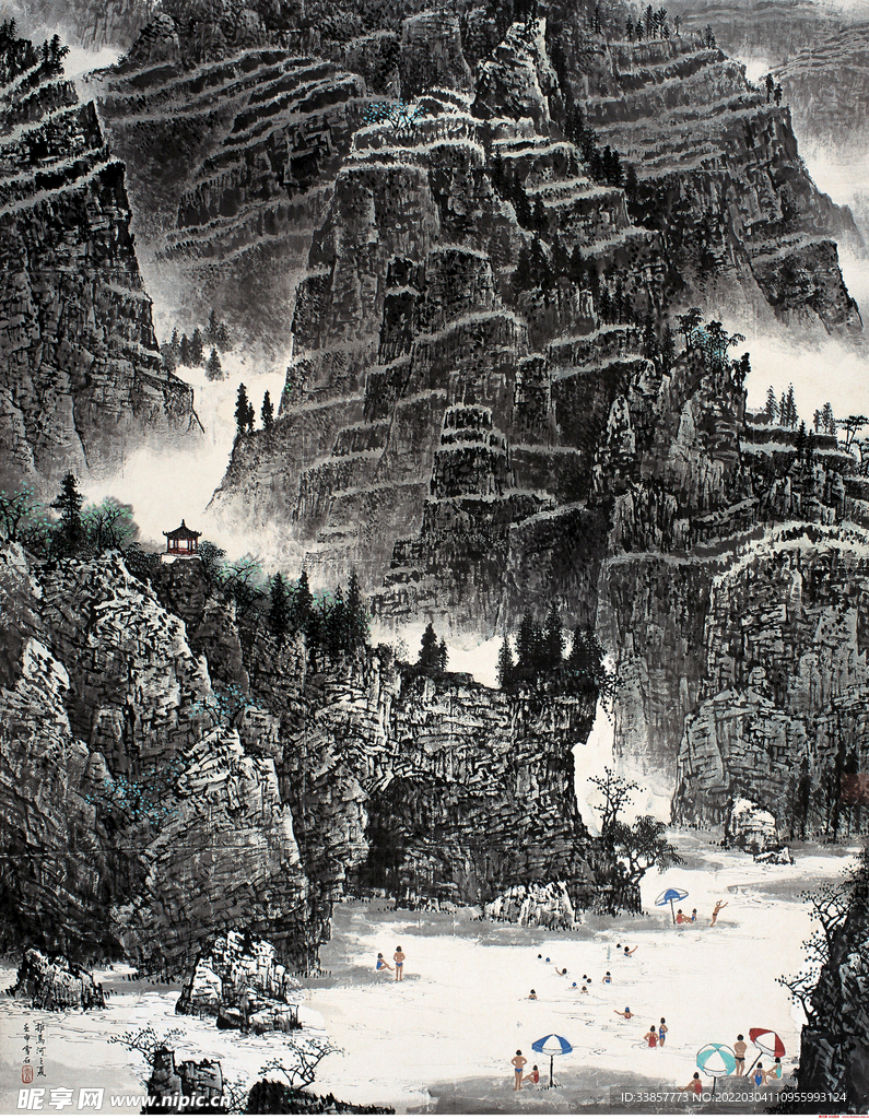 白雪石国画拒马河之夏