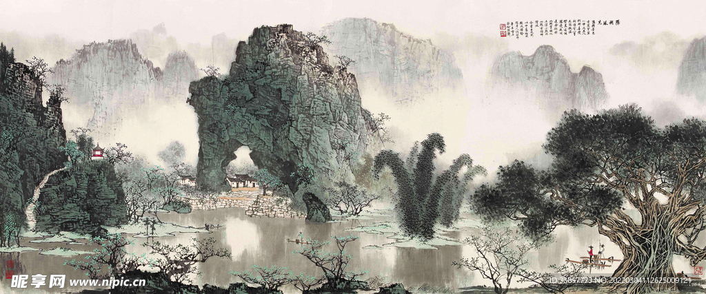 白雪石国画阳朔风光