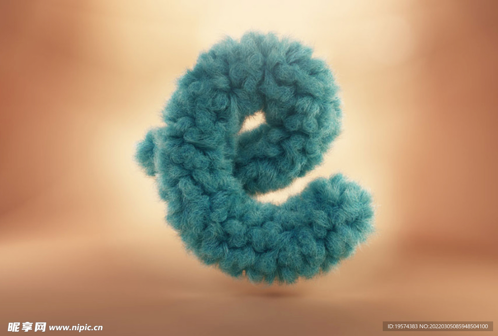 C4D毛绒文字“e”工程文件