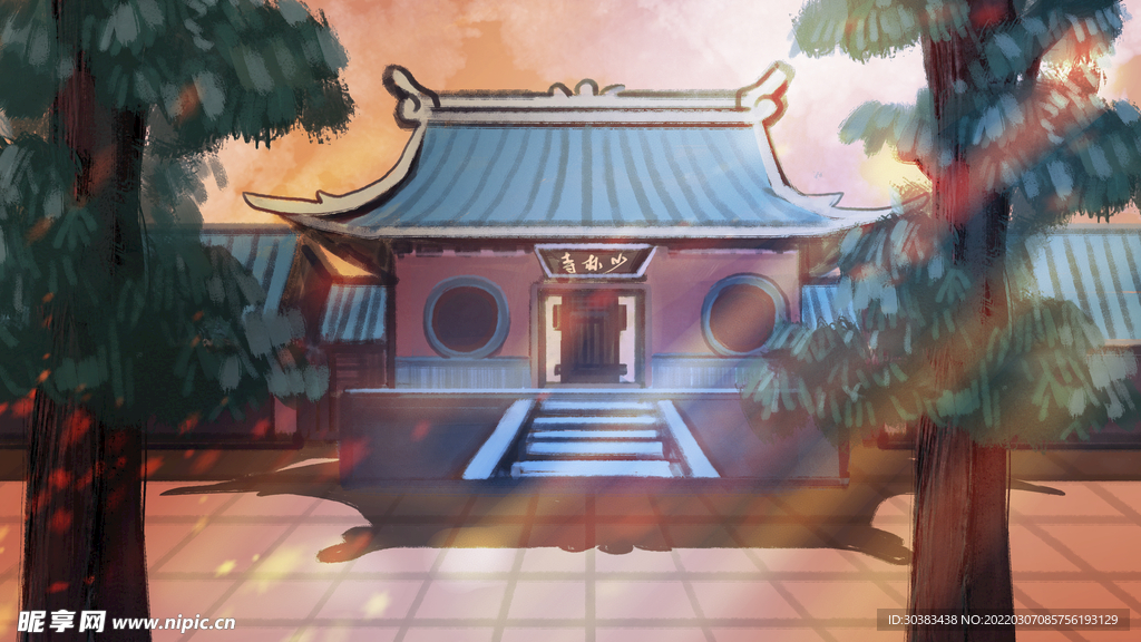 手绘花鸟山水风景画海报素材