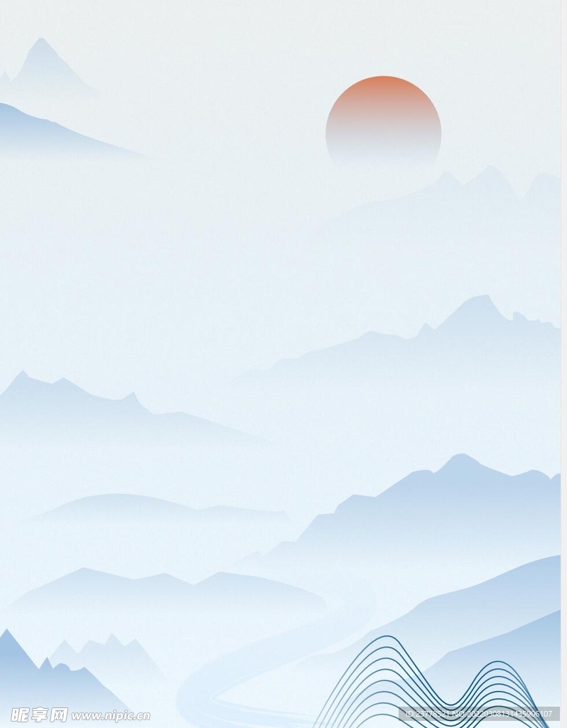 古风背景山纹古画