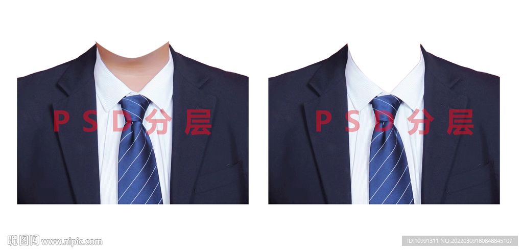 蓝色西装证件照衣服素材