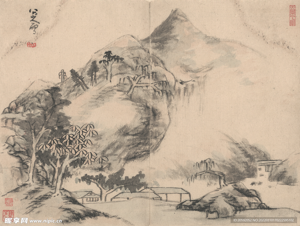 水墨画  