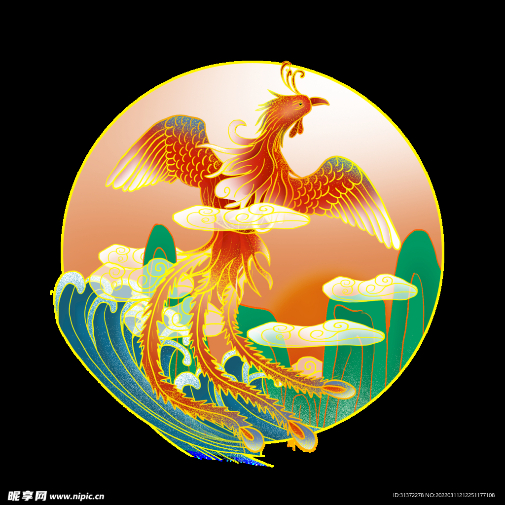 国潮凤凰海报设计图片
