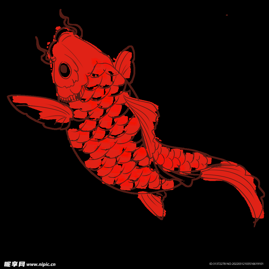 金鱼锦鲤手绘插画图片