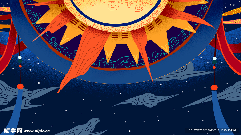  山海经神话故事国潮海报图片 