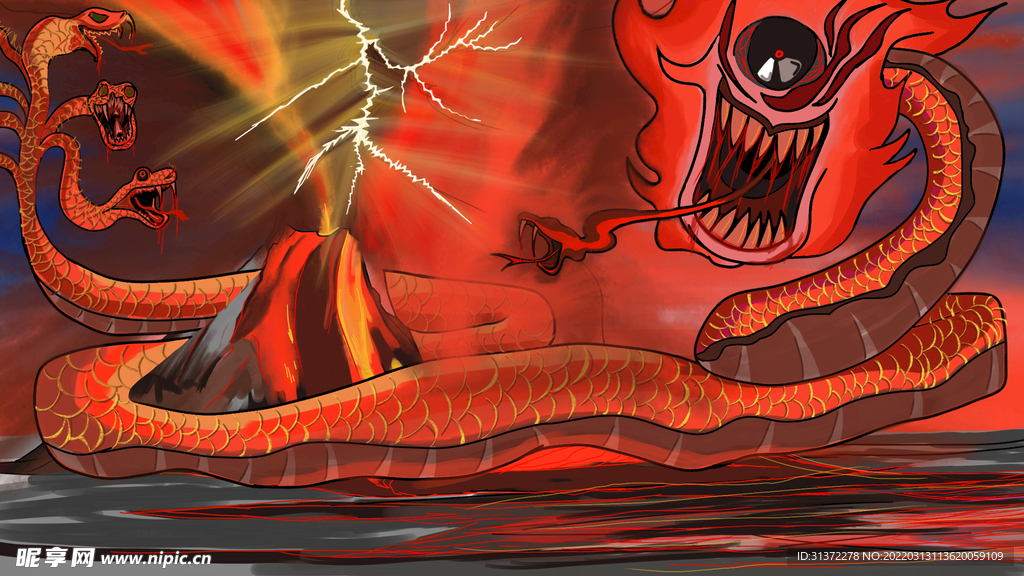 山海经神话故事国潮海报图片 