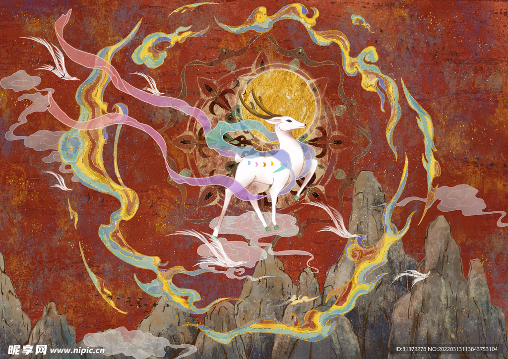 山海经神话故事国潮海报图片 