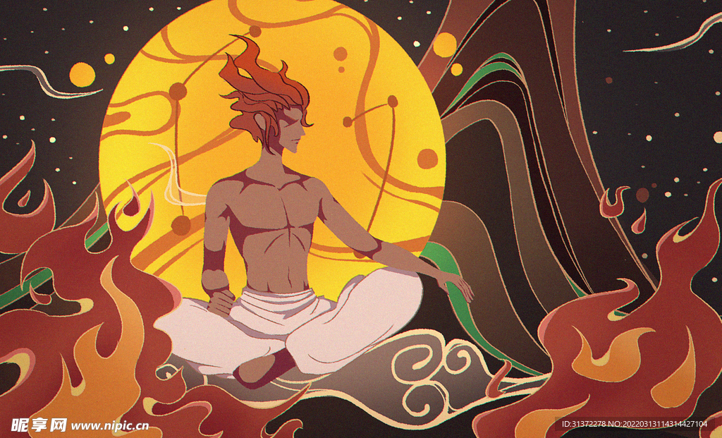 山海经神话故事国潮海报图片 