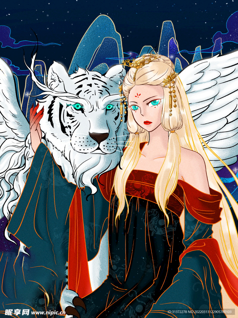 山海经神话故事国潮海报图片 