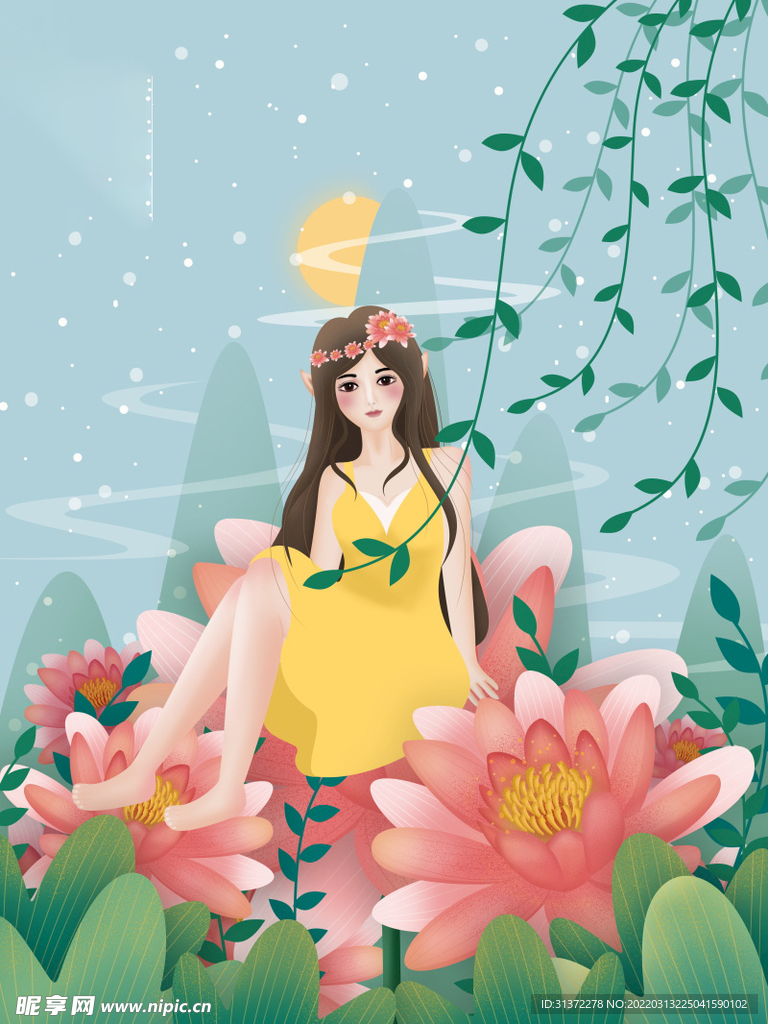 手绘创意立春插画图片