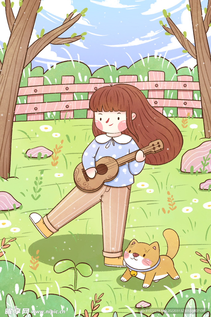 手绘创意立春插画图片