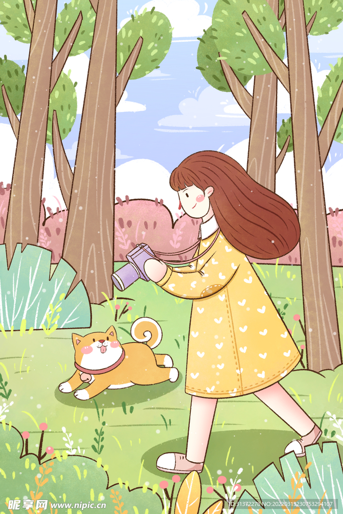 手绘创意立春插画图片