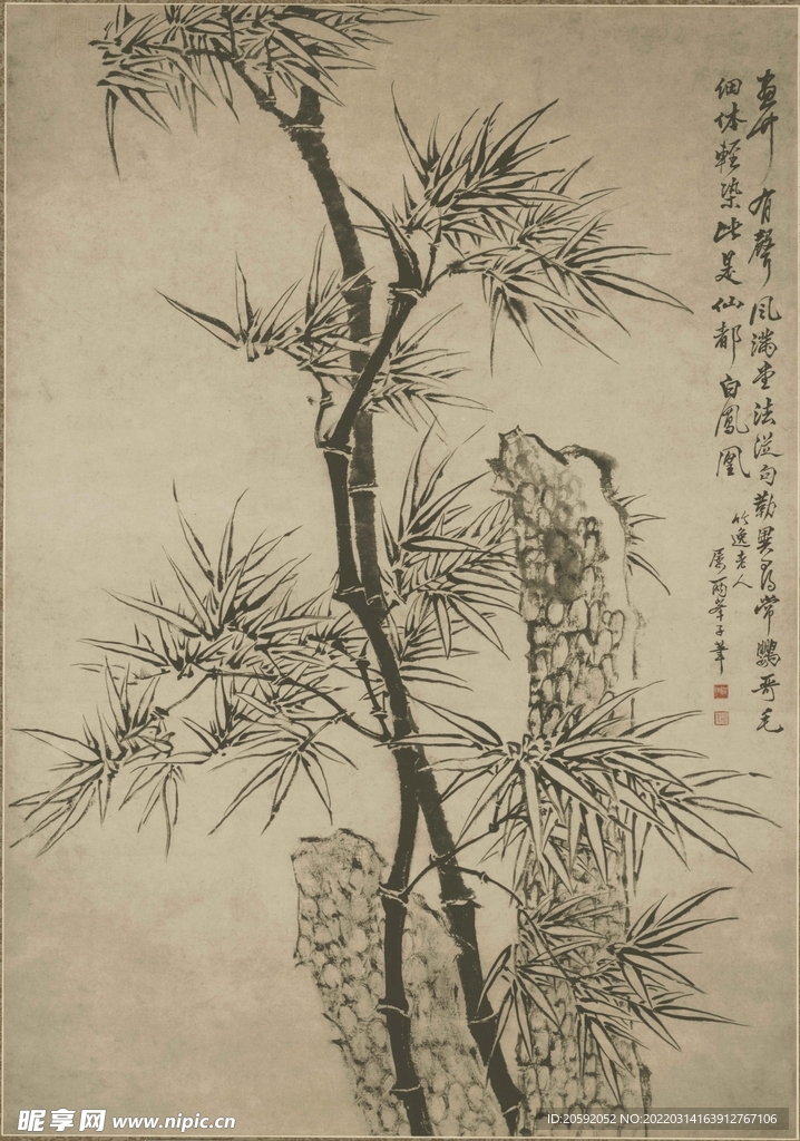 竹子国画  