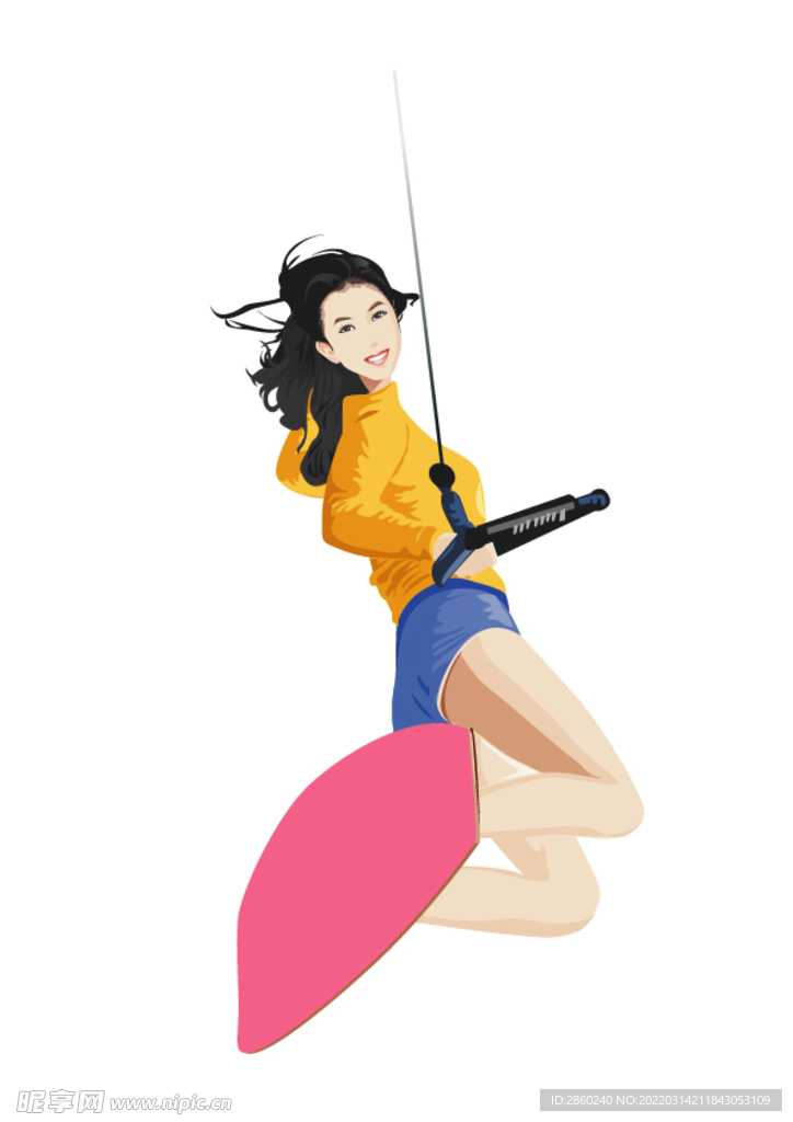 冲浪插画