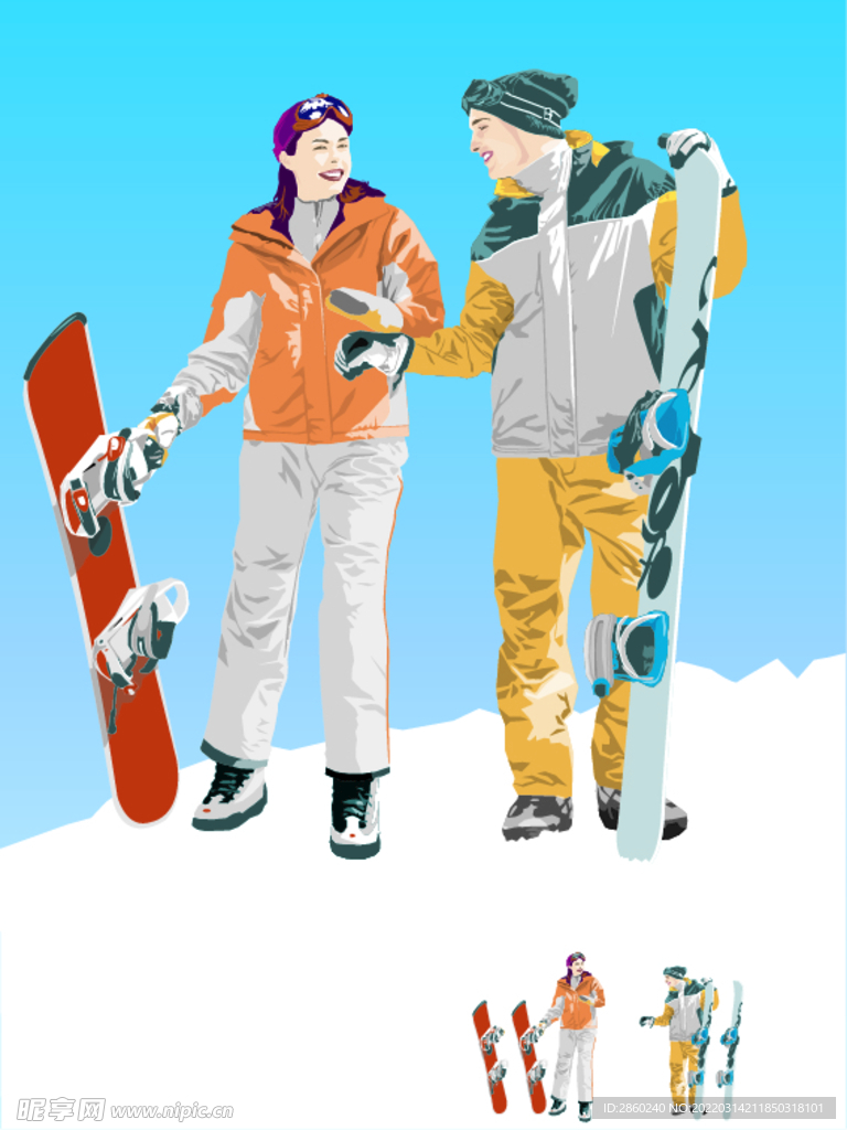 滑雪矢量人物
