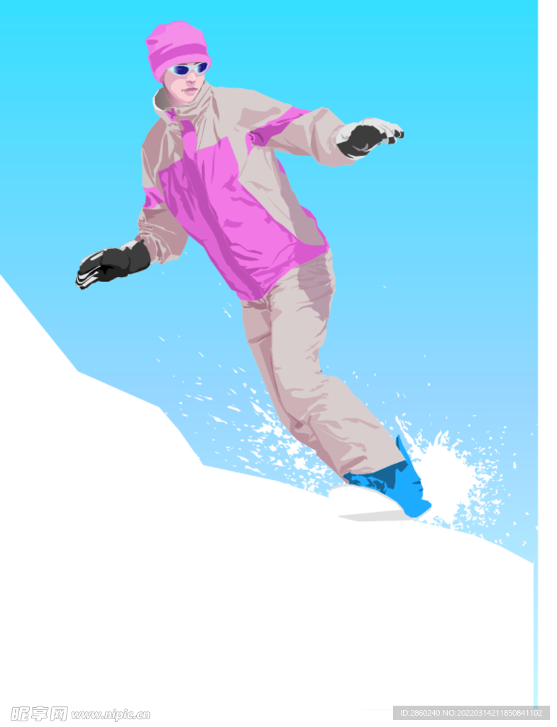 滑雪矢量人物