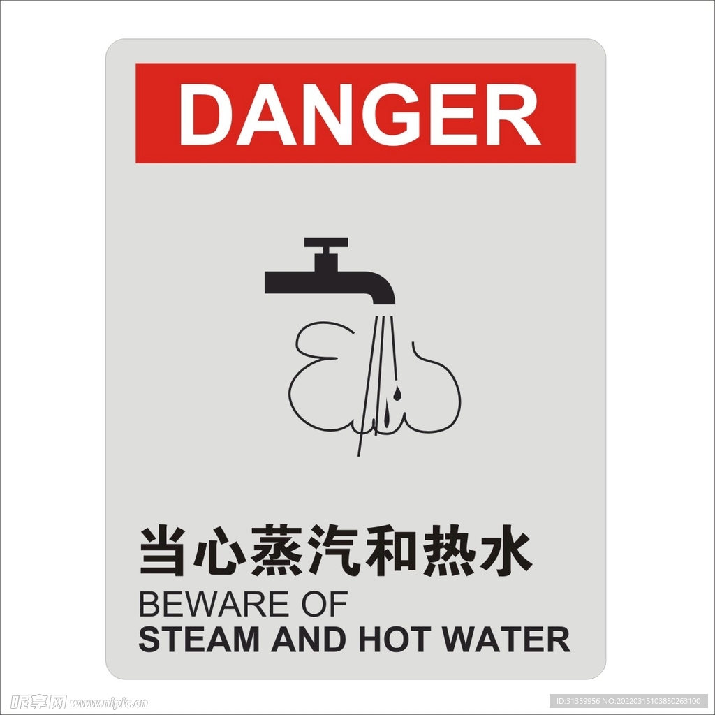 当心蒸汽和热水图形矢量标识