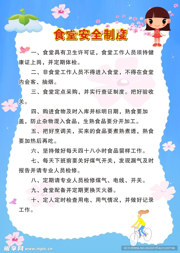 幼儿园食品安全制度展板
