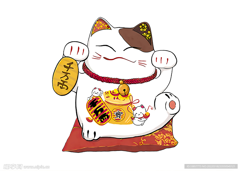 国潮插画卡通招财猫