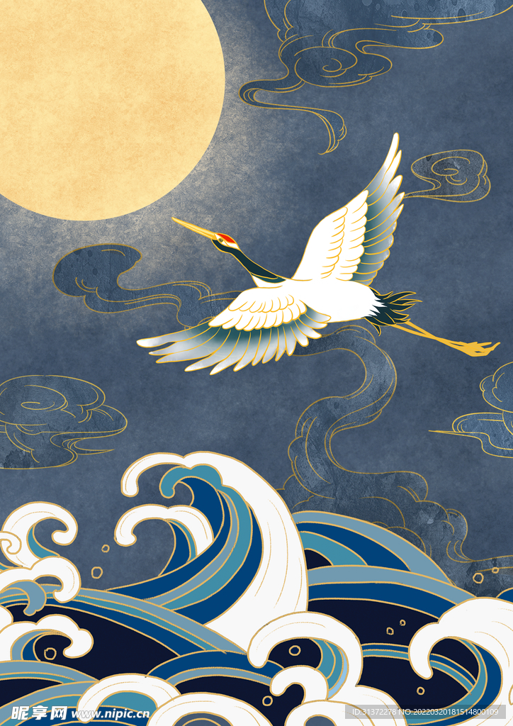 仙鹤海报背景图片 