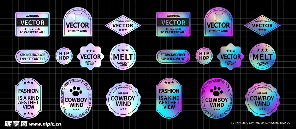 潮流酷炫镭射渐变贴纸图片