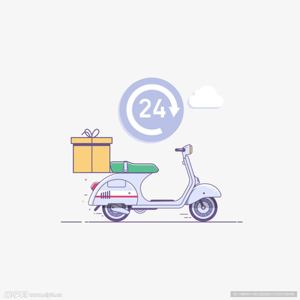 卡通快递摩托车