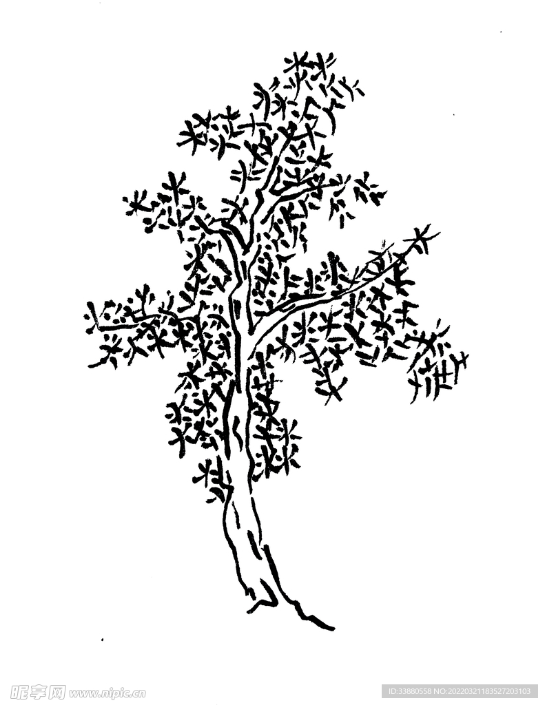手绘枯树素材