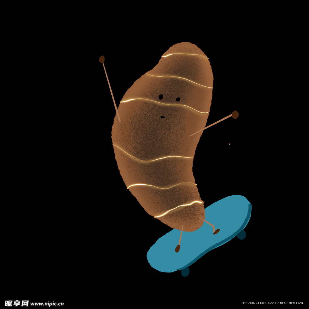 插画小元素卡通牛角包