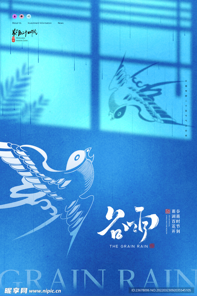 谷雨 插秧 播种 海报插画  
