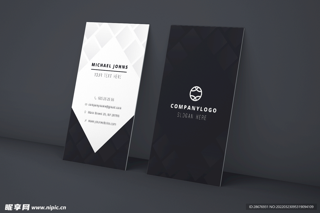 竖版名片样机正反面展示效果图