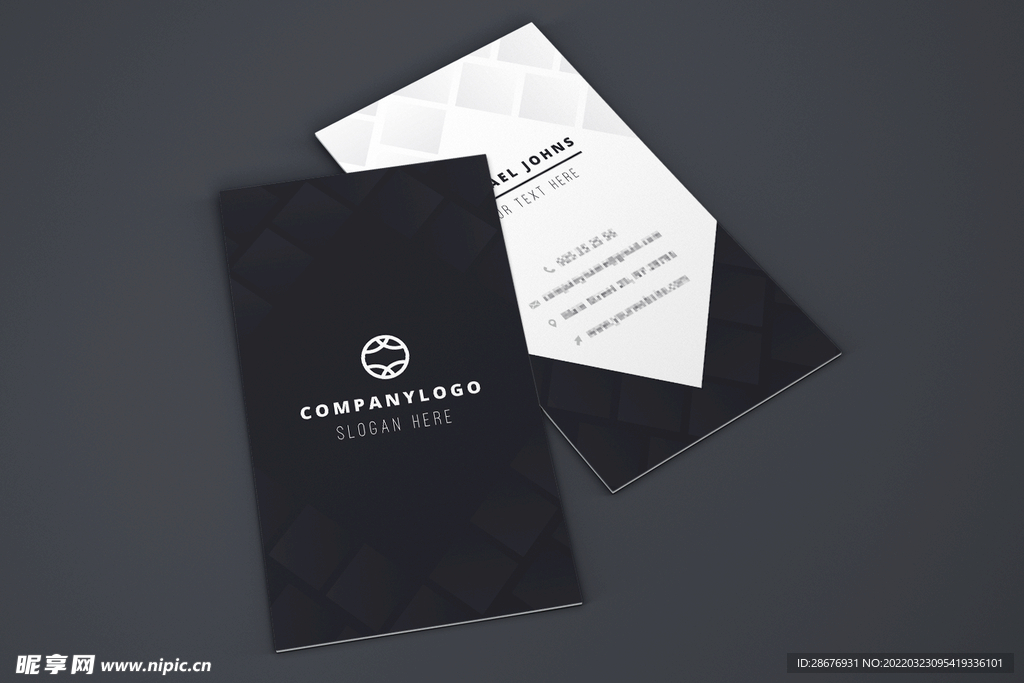 竖版名片样机正反面展示效果图