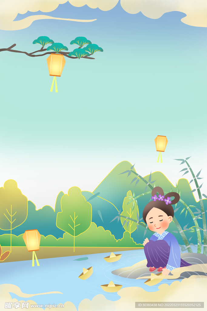 手绘国潮风格PSD素材