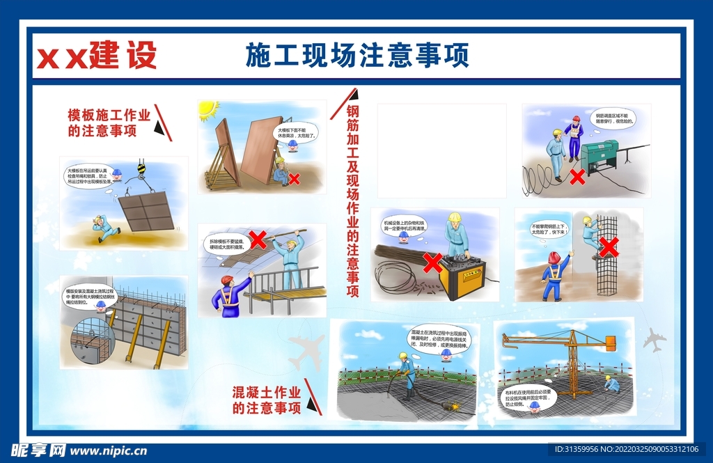 施工现场注意事项建筑建设展板标