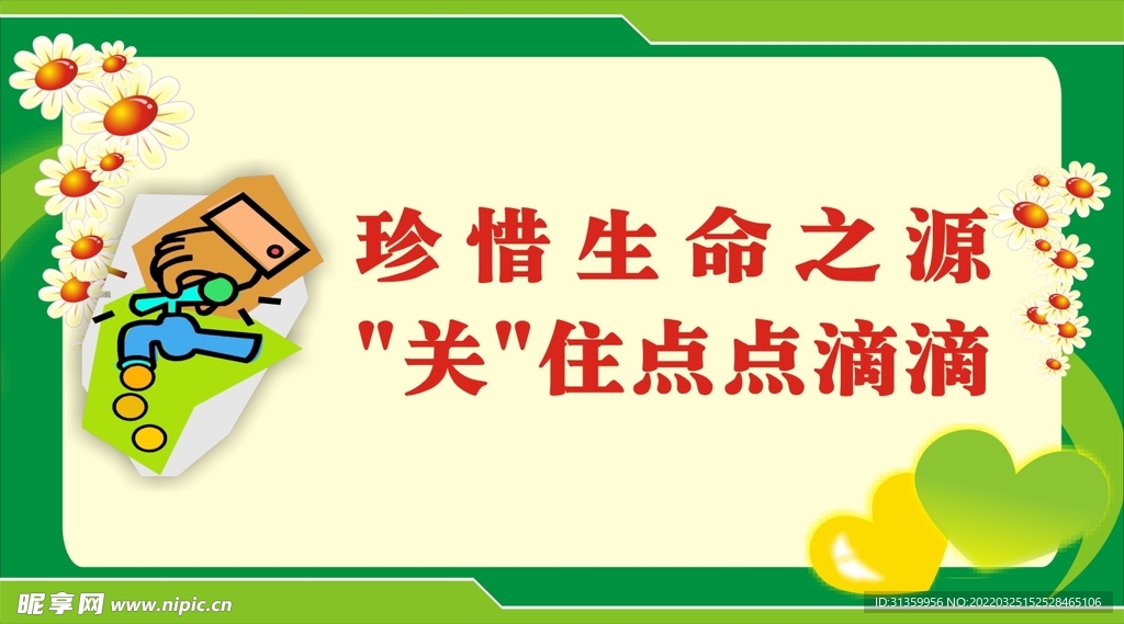 珍惜生命之源提示牌标识设计