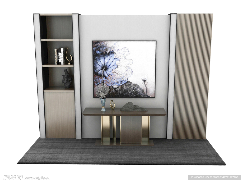 中式端景条案3d模型