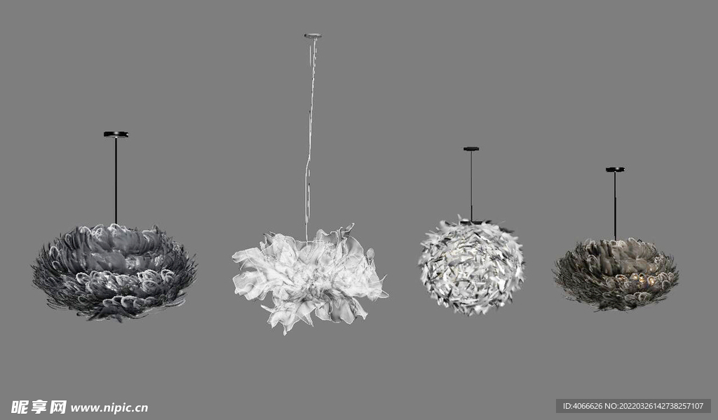 羽毛吊灯3d模型