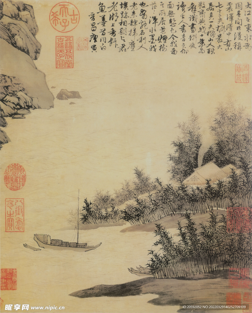 唐伯虎水墨画 